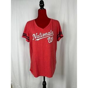 Womens XL Washington Nationals V Neck T Shirt - Red NWOT